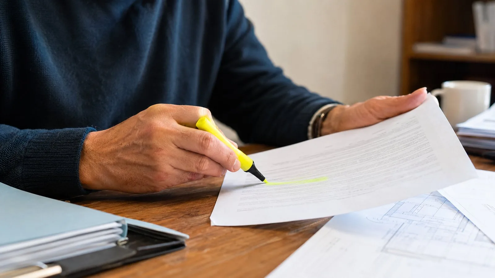 Pagina di contratto di subappalto con la clausola sui termini di pagamento evidenziata a pennarello