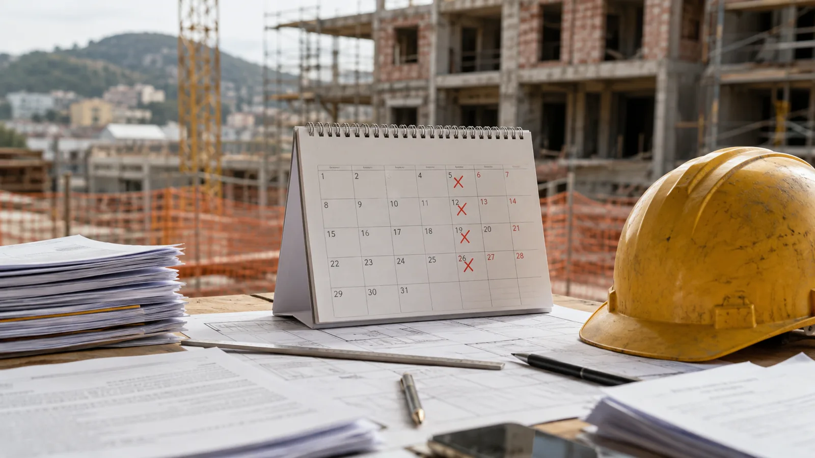 Calendario con le date di fine garanzia dei cantieri chiusi