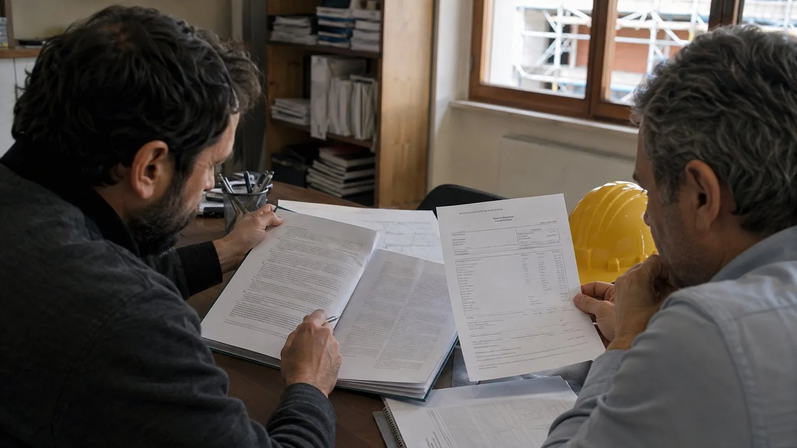Contratto di appalto aperto sulla clausola dello sconto in fattura, accanto a una fattura emessa per l'intero importo