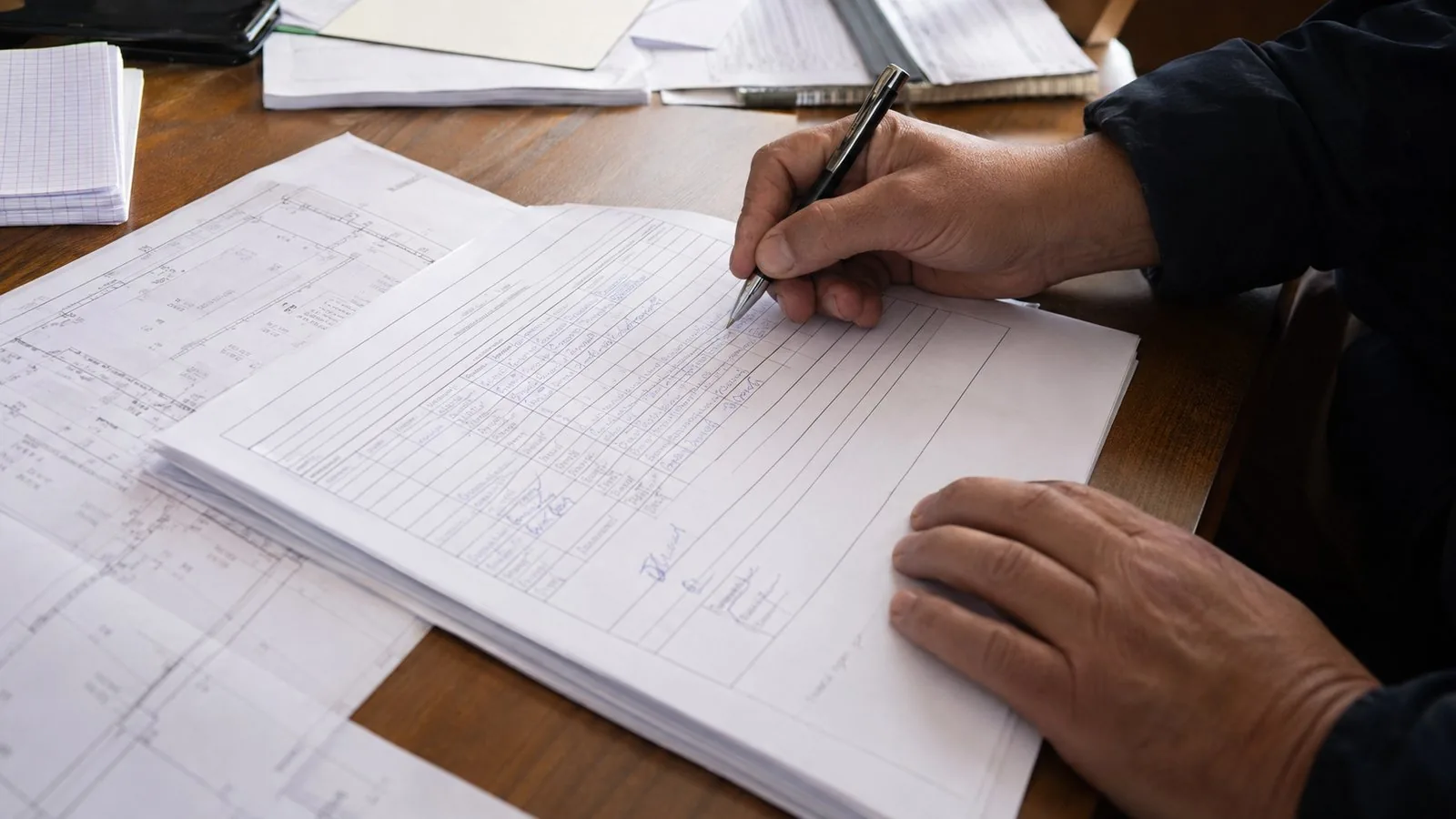 Verbale di sospensione dei lavori compilato con l'elenco dei mezzi e delle maestranze presenti in cantiere